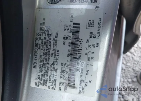 2012 Ford Fusion Se z USA, uszkodzony, nr VIN 3FAHP0HA1CR135767